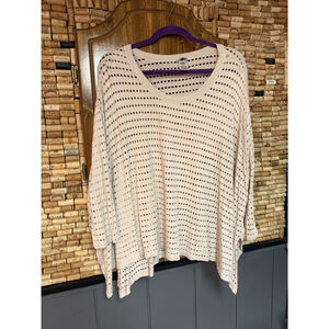 Hard Tail Forever Perforated Top Dolman Sleeve Oversized Fit Cream Size L